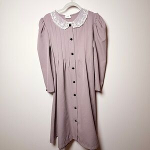 Rare Edition Y2K Vintage Purple Long-Sleeve Dress with Lace Collar XS/S